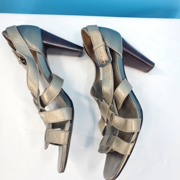 Cole Haan x Nike Air bronze strappy wood heels 8B - Picture 3 of 14